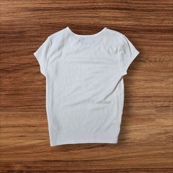 American Eagle White Ribbed Graphic Baby Tee - Picture 3 of 4